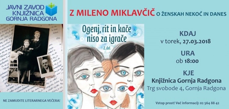 Literarni večer: Z Mileno Miklavčič o ženskah nekoč in danes